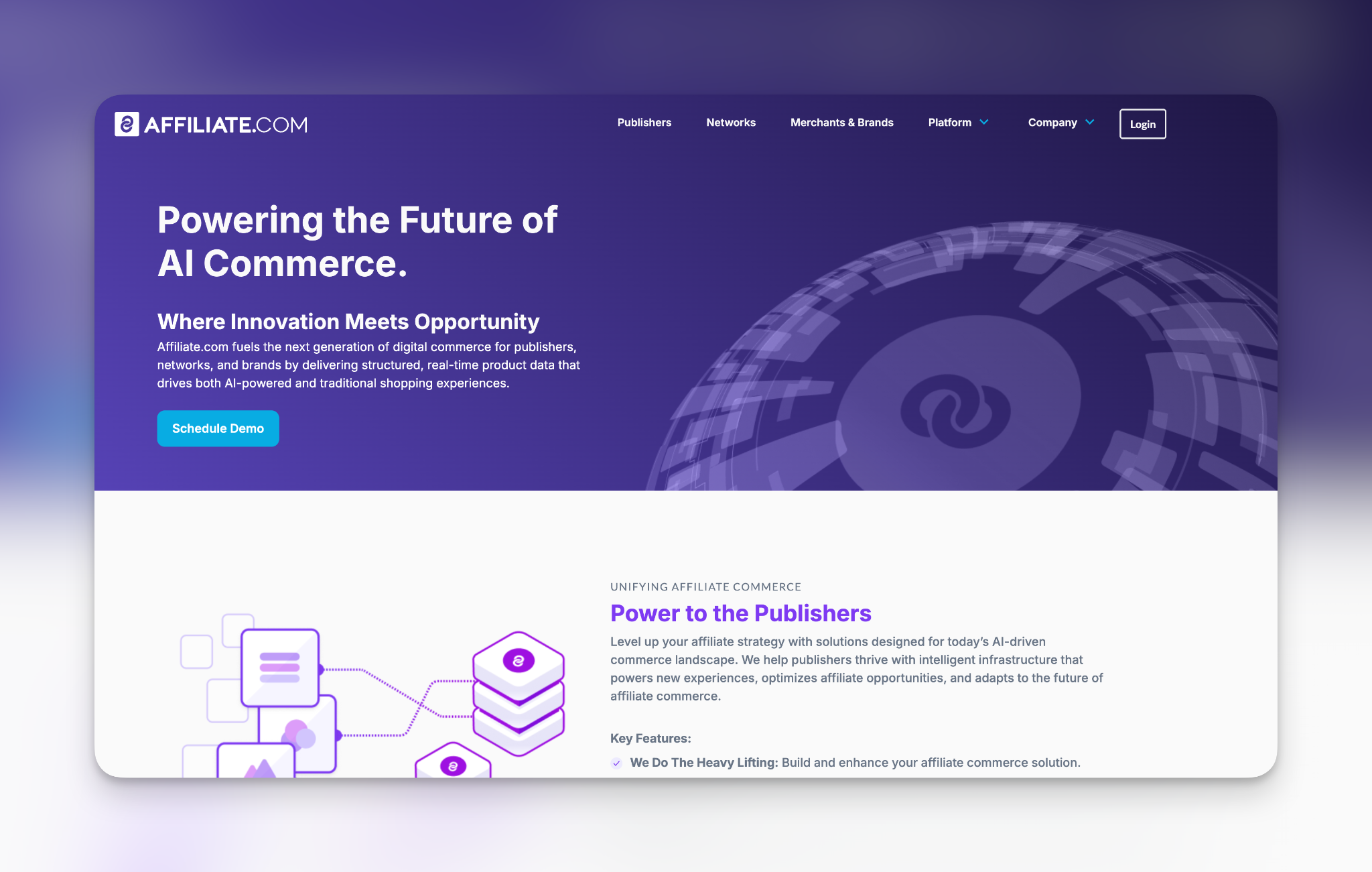 The Affiliate.com homepage: powering the future of AI commerce